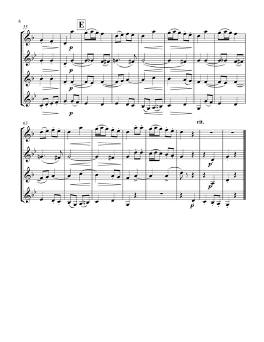 8 Russian Folksongs Christmas Carol Woodwind Quartet scores gallery preview page 4
