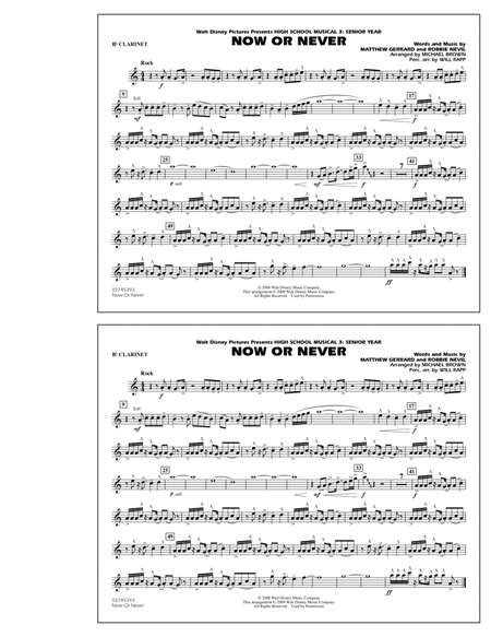Now or Never (from "High School Musical 3") - Bb Clarinet
