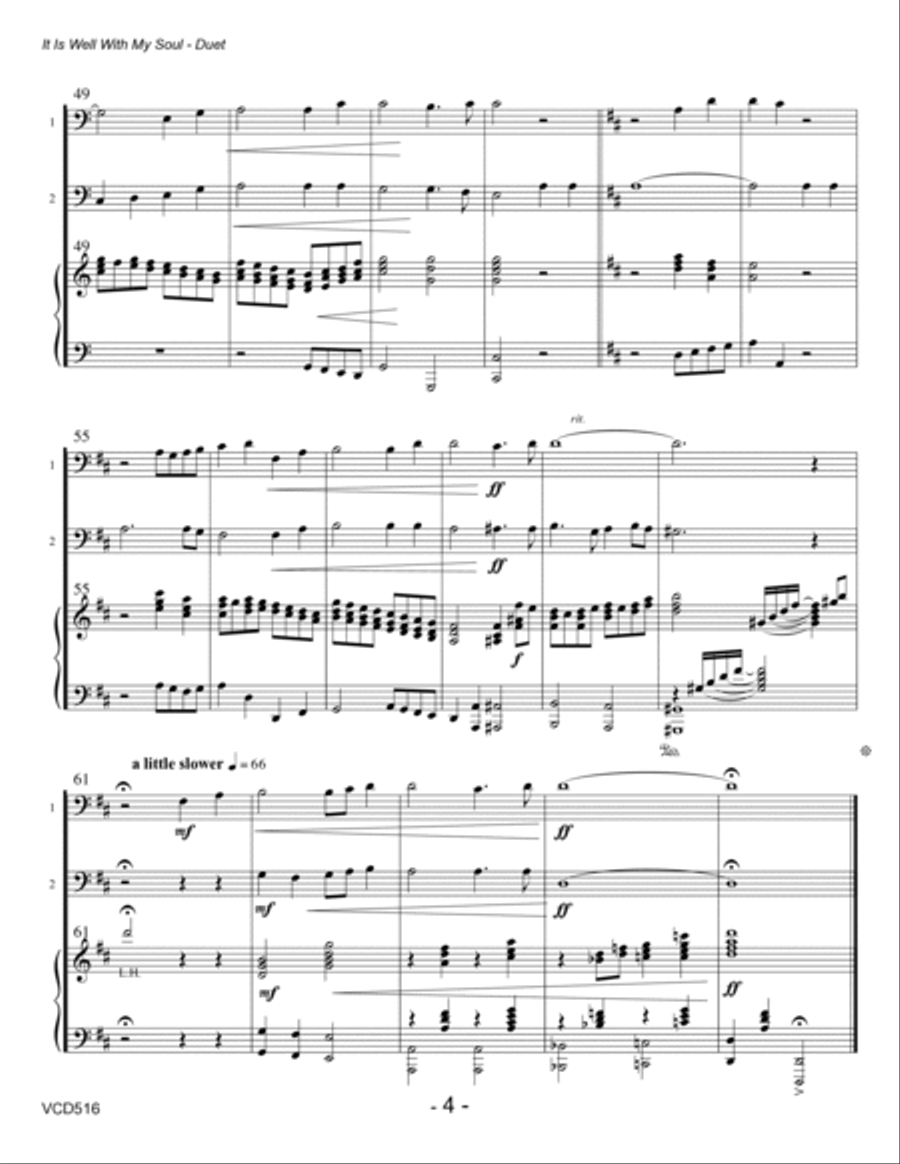 IT IS WELL WITH MY SOUL - Cello Duet with Piano Accompaniment String Duet scores gallery preview page 4