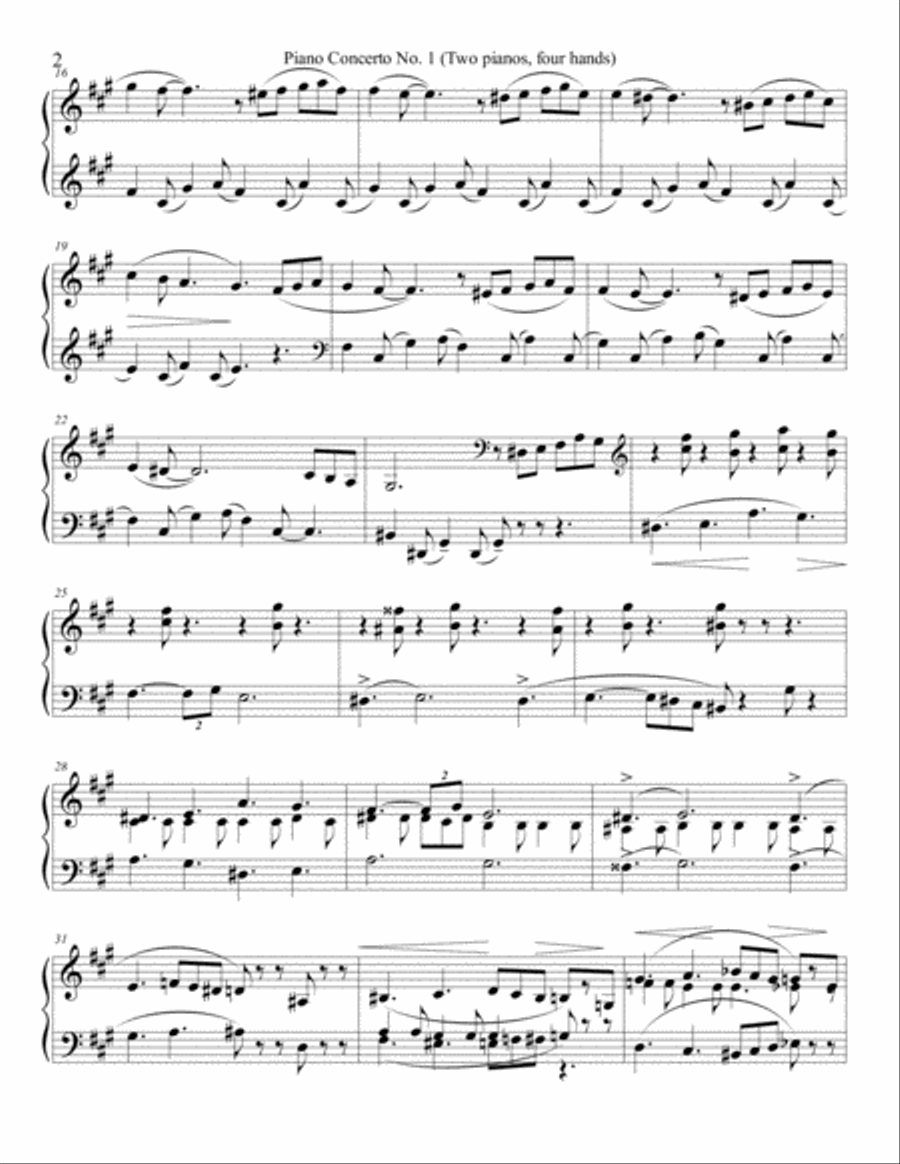 (Four hand arrangement) Piano Concerto No. I; Piano 2, Mov I Piano Solo scores gallery preview page 2