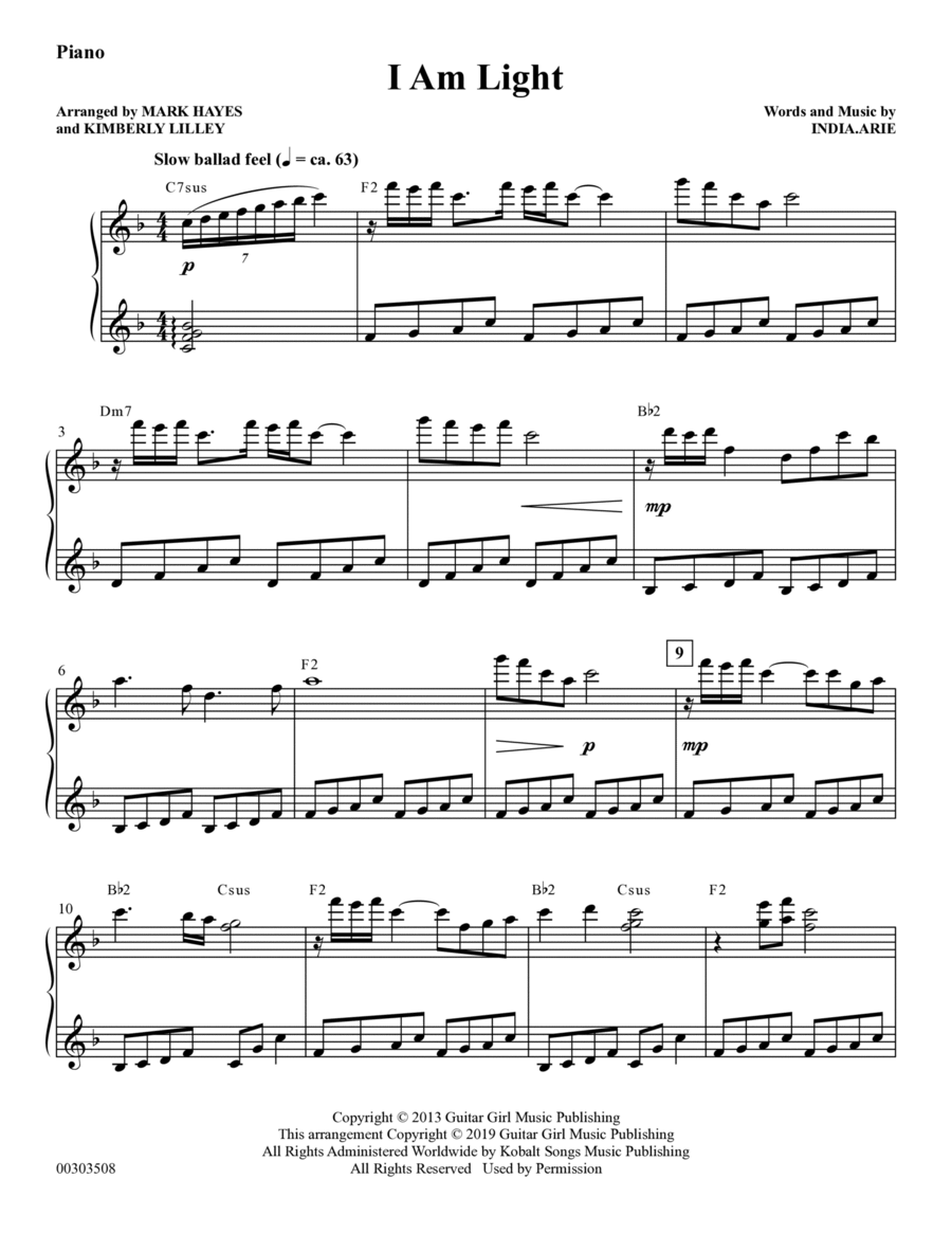 I Am Light (arr. Mark Hayes and Kimberly Lilley) - Piano Choir scores gallery preview page 1