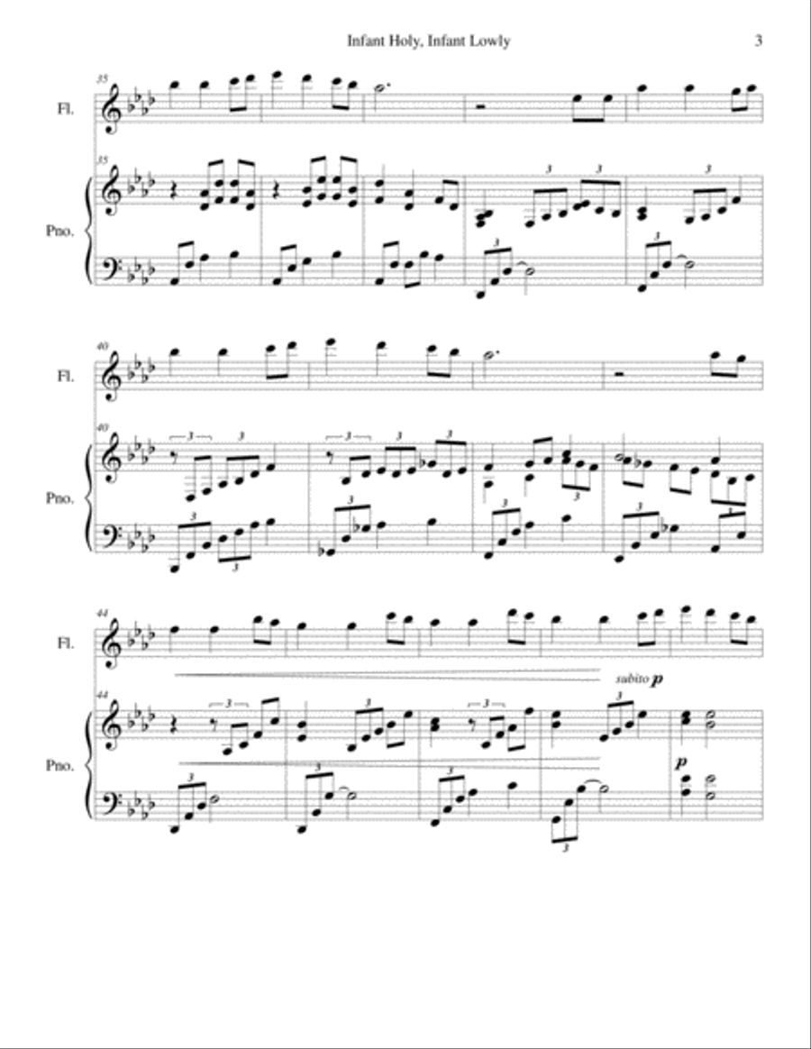 Infant Holy, Infant Lowly (flute/piano), arr. Brenda Portman Flute Solo scores gallery preview page 3