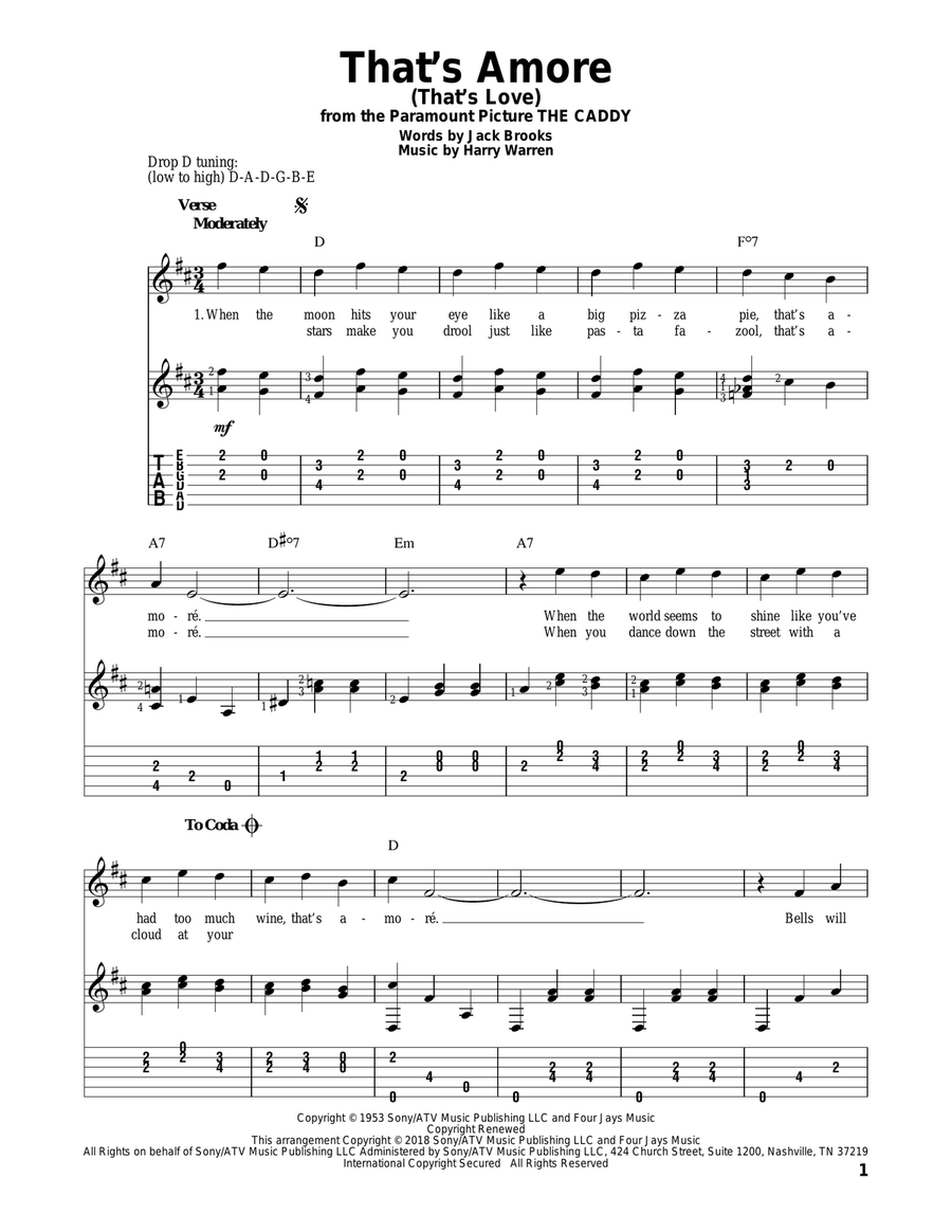 That's Amore (That's Love) Guitar Solo scores gallery preview page 1