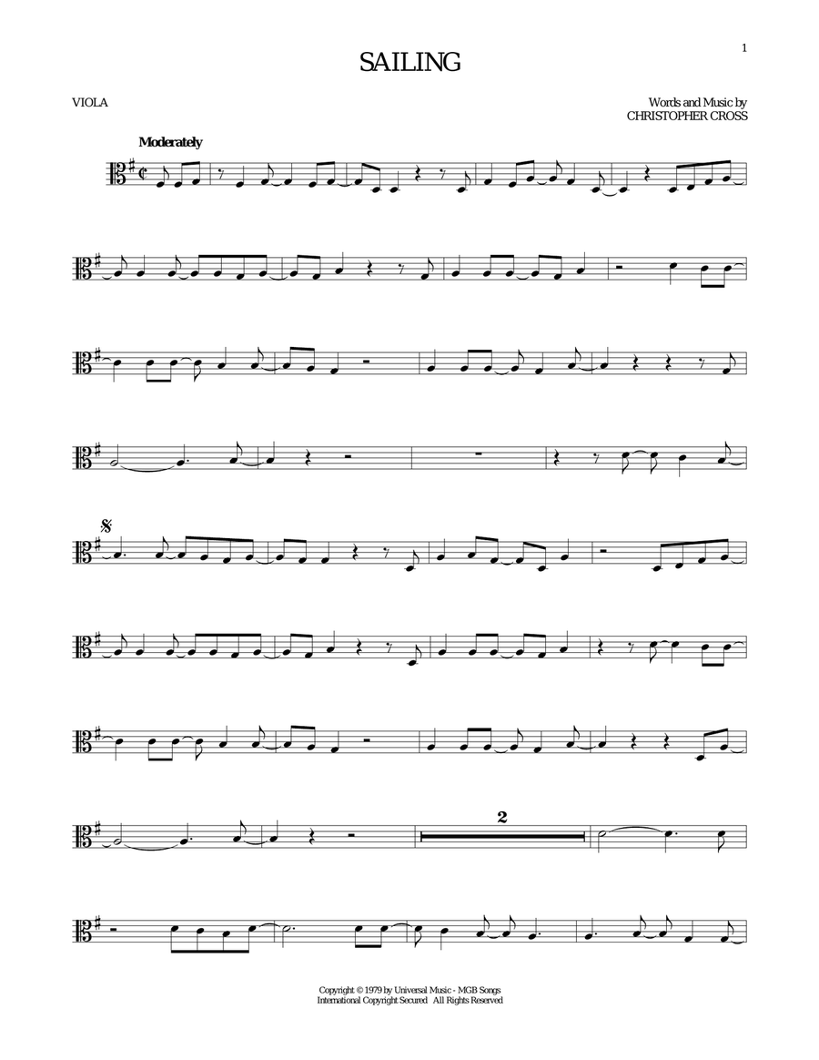 Sailing Viola Solo scores gallery preview page 1