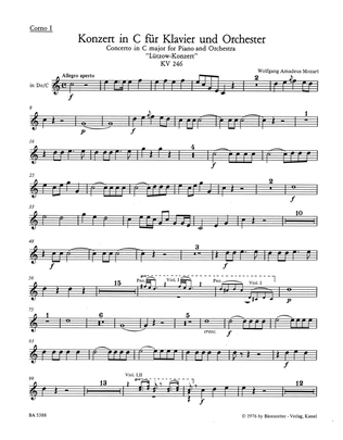 Concerto for Piano and Orchestra, No. 8 C major, KV 246 'Lutzow Concerto'