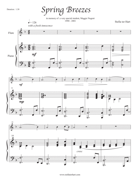 Spring Breezes - Beginner Flute Solo with piano accompaniment image number null