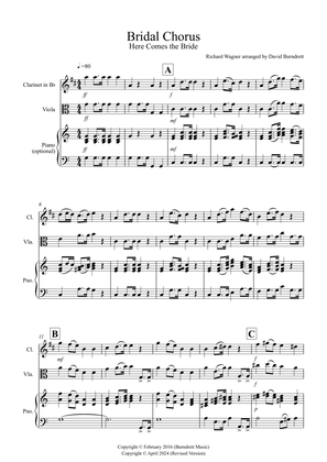 Bridal Chorus "Here Comes The Bride" for Clarinet and Viola Duet