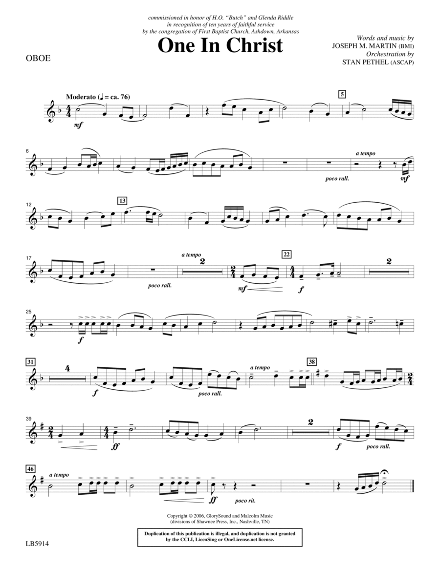One In Christ - Oboe One In Christ - Oboe Choir scores gallery preview page 1