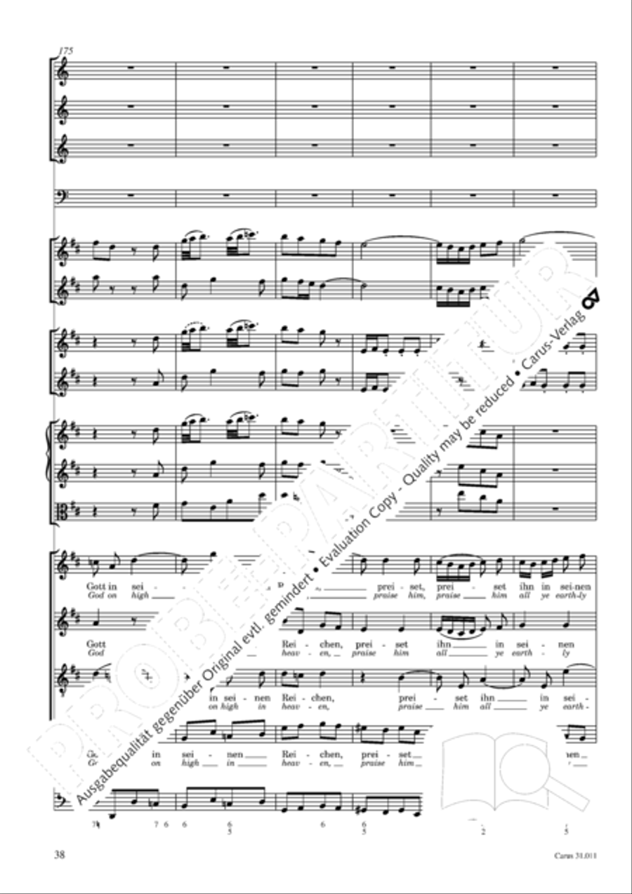 Lobet Gott in seinen Reichen (Himmelfahrtsoratorium) 4-Part scores gallery preview page 39