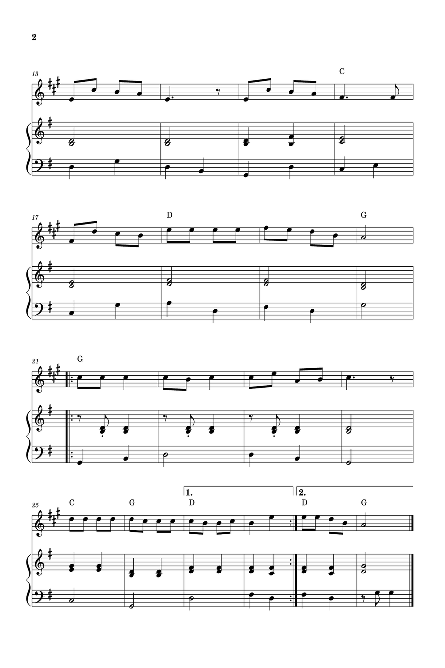 Jingle Bells for Trumpet and Piano (Easy - Beginner) B-Flat Trumpet scores gallery preview page 2