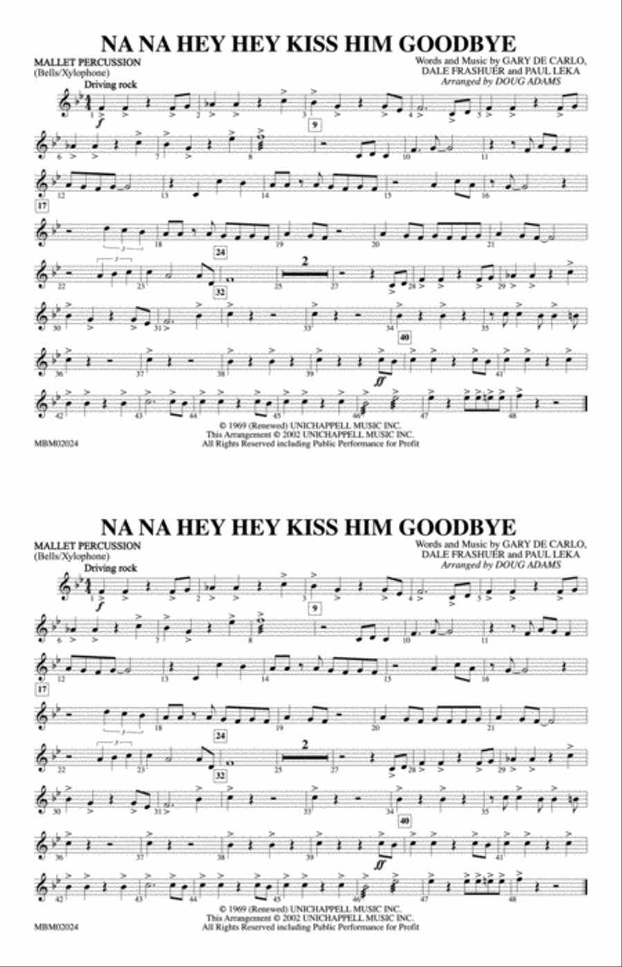 Na Na Hey Hey Kiss Him Goodbye: Mallets Marching Band scores gallery preview page 1