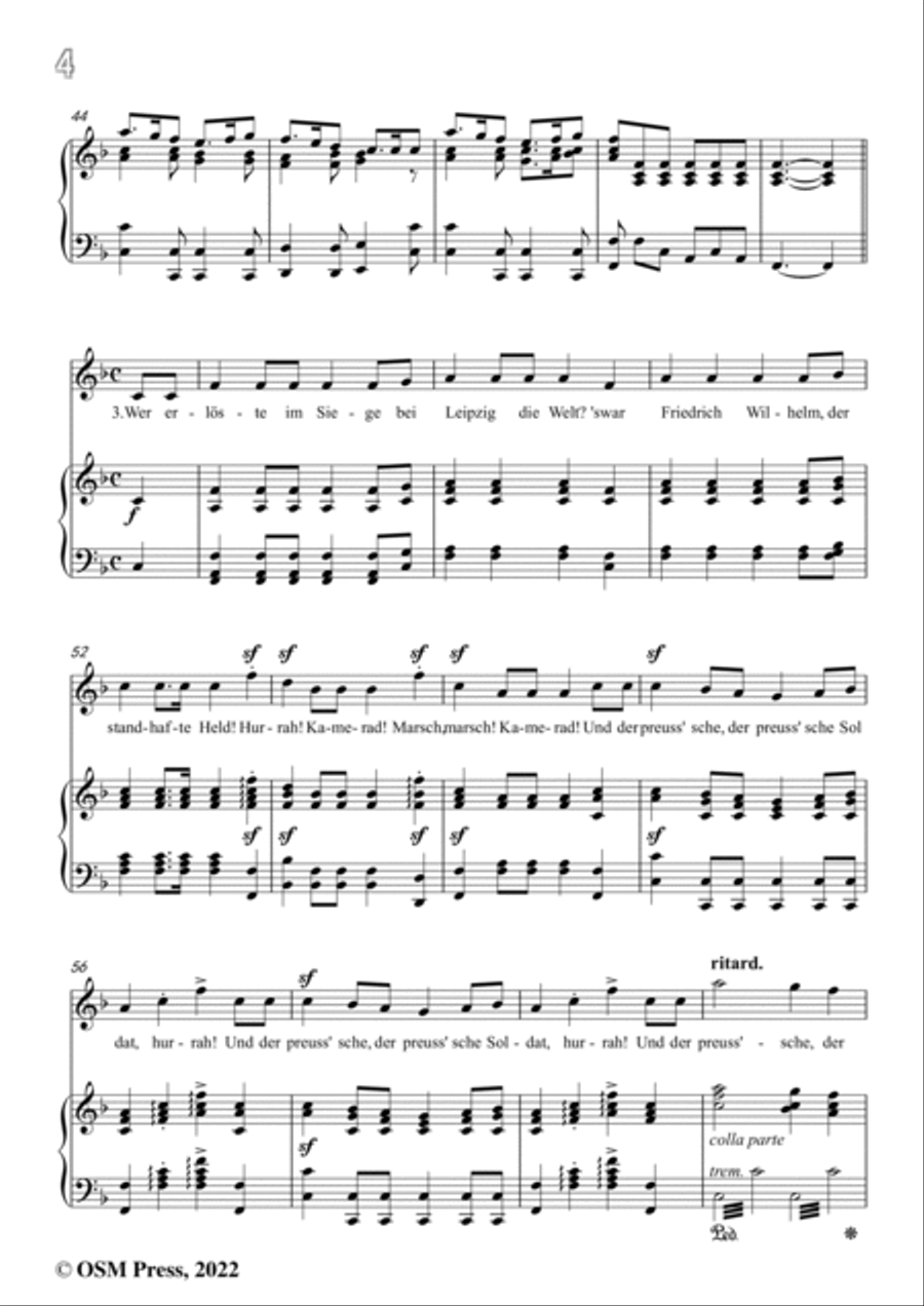 Loewe-Preussisches Hurrahlied,in F Major,for Voice and Piano Voice Solo scores gallery preview page 6