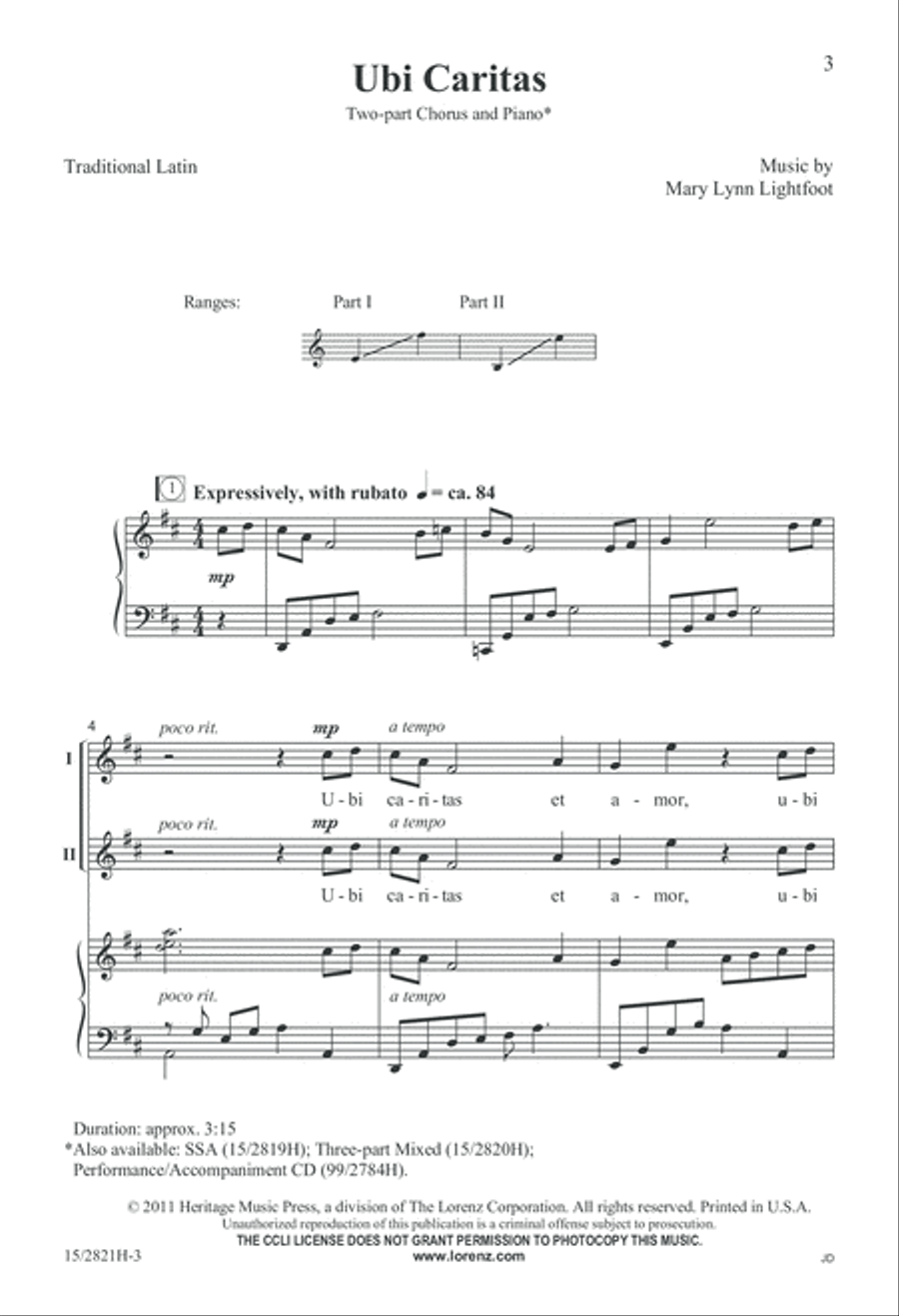 Ubi Caritas 2-Part scores gallery preview page 4