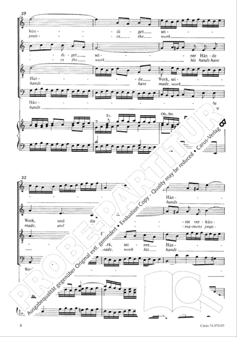 The heavens are telling the Father's glory (Die Himmel erzahlen die Ehre Gottes) 4-Part scores gallery preview page 9