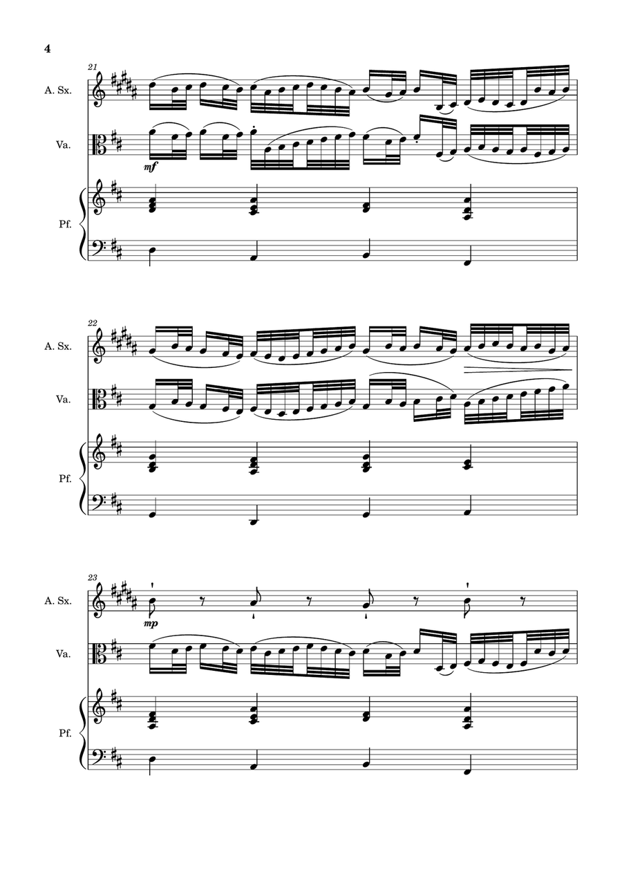 Canon in D Major, P.37; T.337. A. Sax, Viola, and Piano. Score and Parts. Chamber Music scores gallery preview page 4