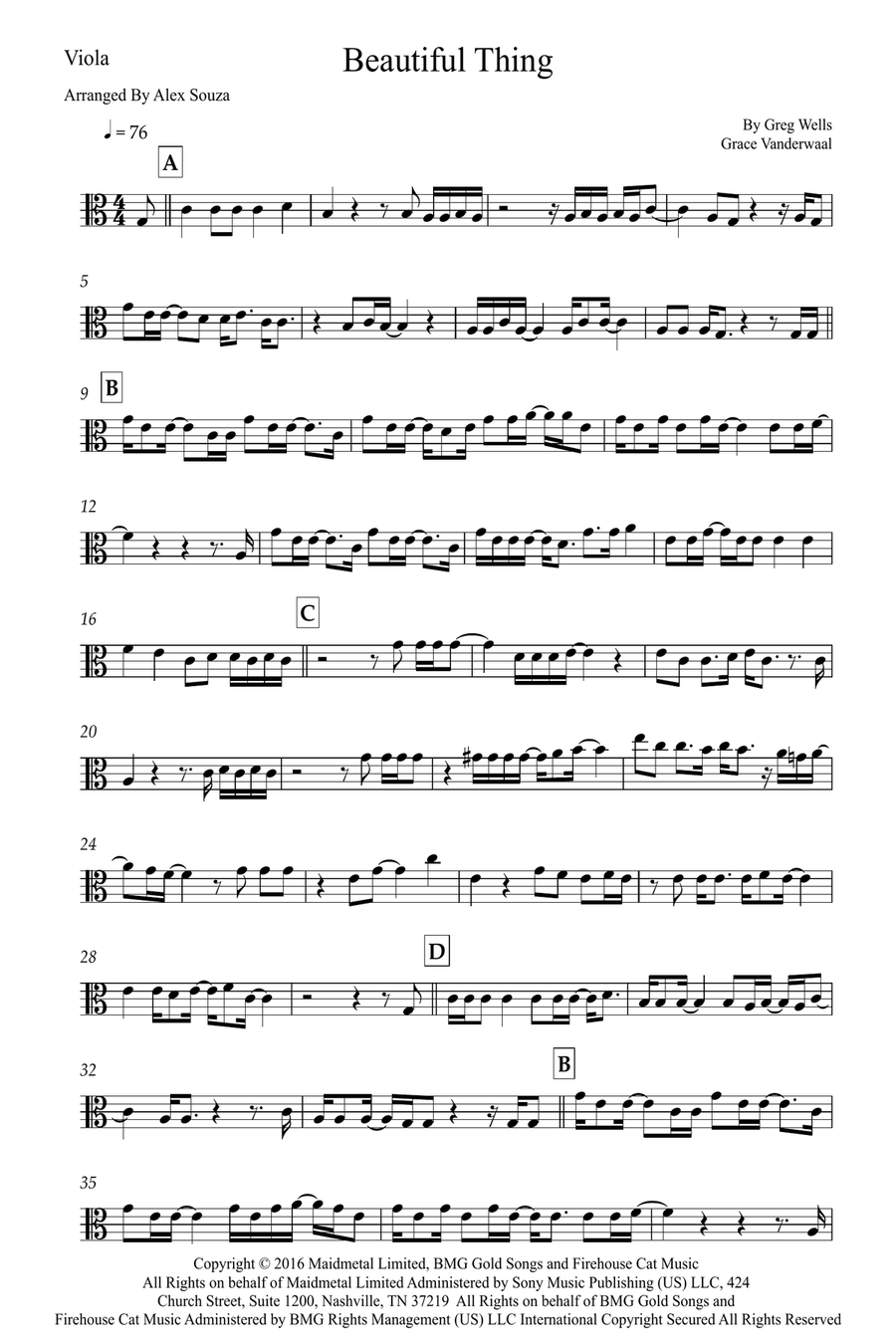 Beautiful Thing Viola Solo scores gallery preview page 1