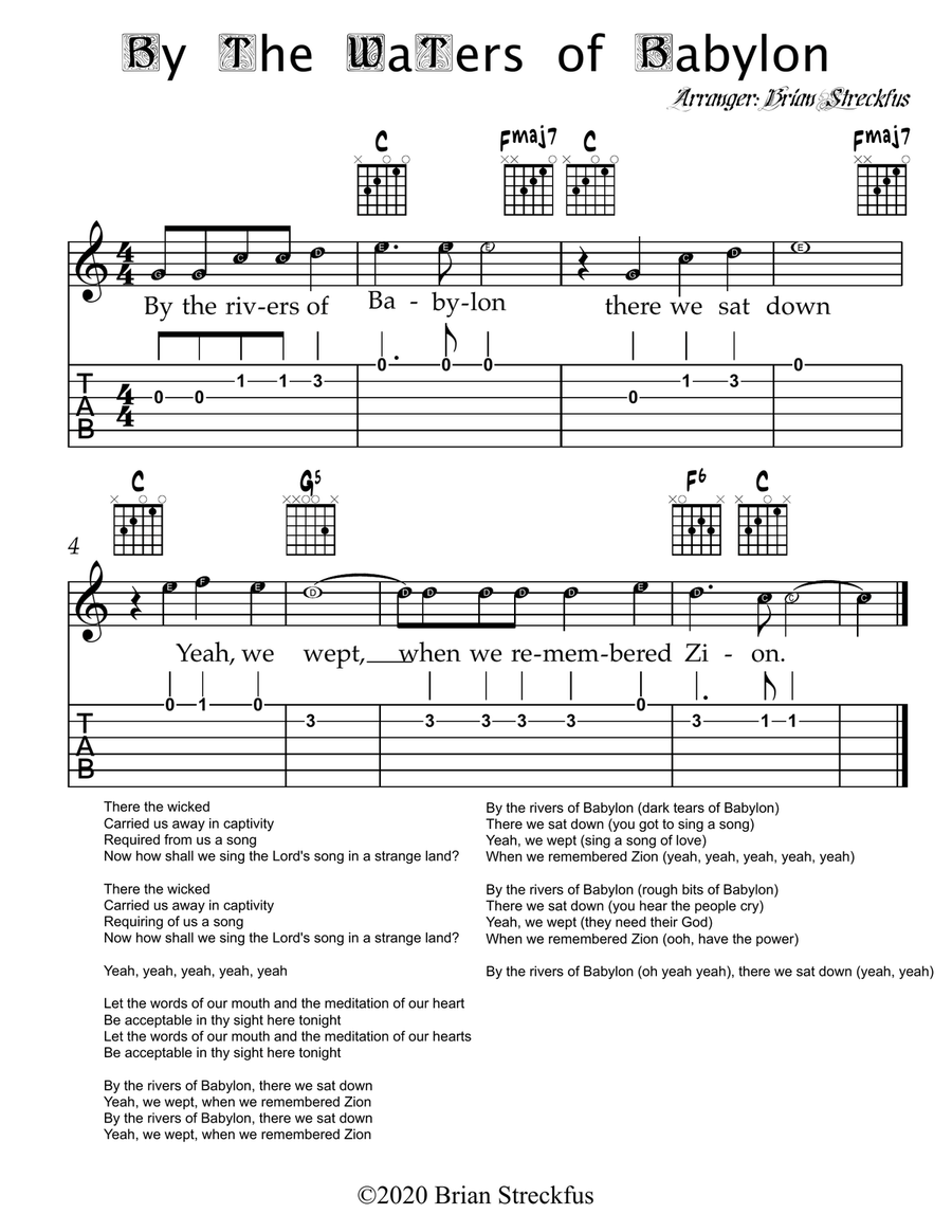 By The Waters of Babylon By The Waters of Babylon Guitar Tablature scores gallery preview page 1