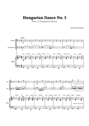 Hungarian Dance No. 5 by Brahms for Bassoon and Contrabassoon Duet with Piano
