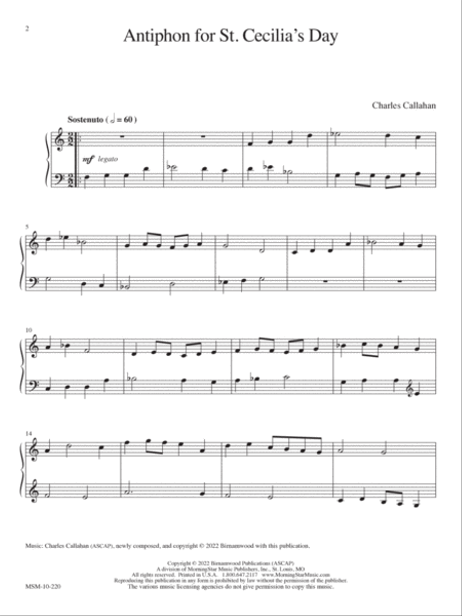 St. Cecilia Organ Book: Chant-Based Compositions for Manuals Only