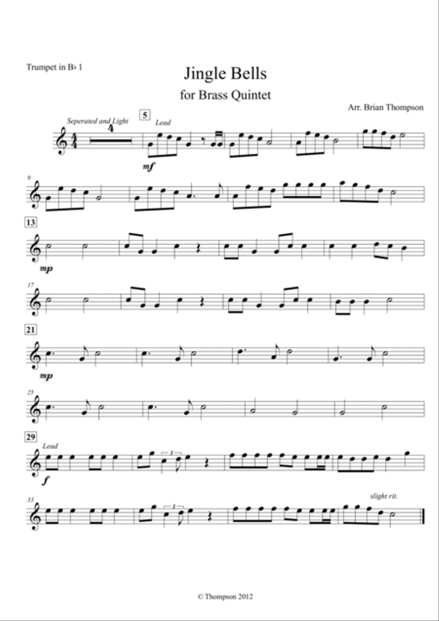 Jingle Bells For Brass Quintet Brass Quintet scores gallery preview page 6