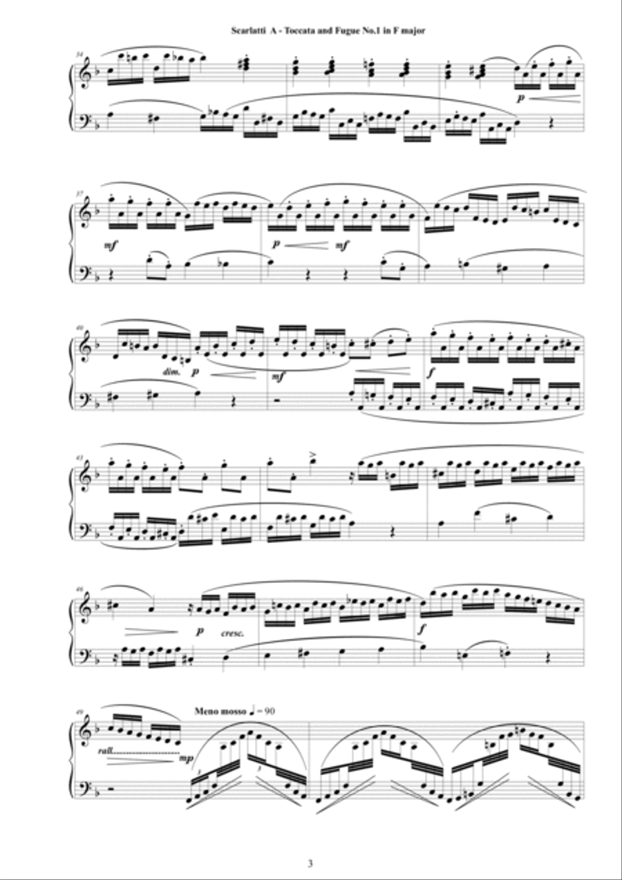 Scarlatti A - Toccata and Fugue No.1 in F major for Piano Piano Solo scores gallery preview page 3
