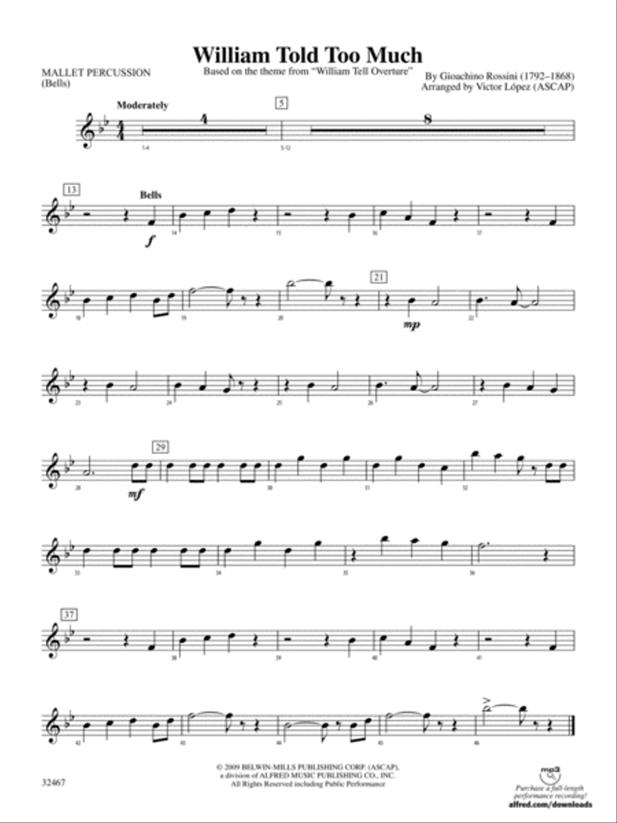 William Told Too Much: Mallets Concert Band scores gallery preview page 1