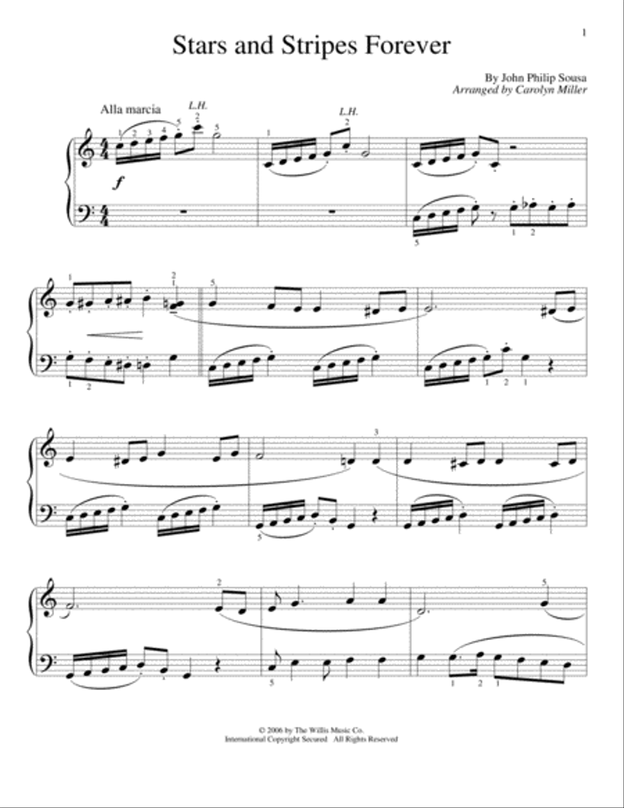 Stars And Stripes Forever Piano Method scores gallery preview page 1