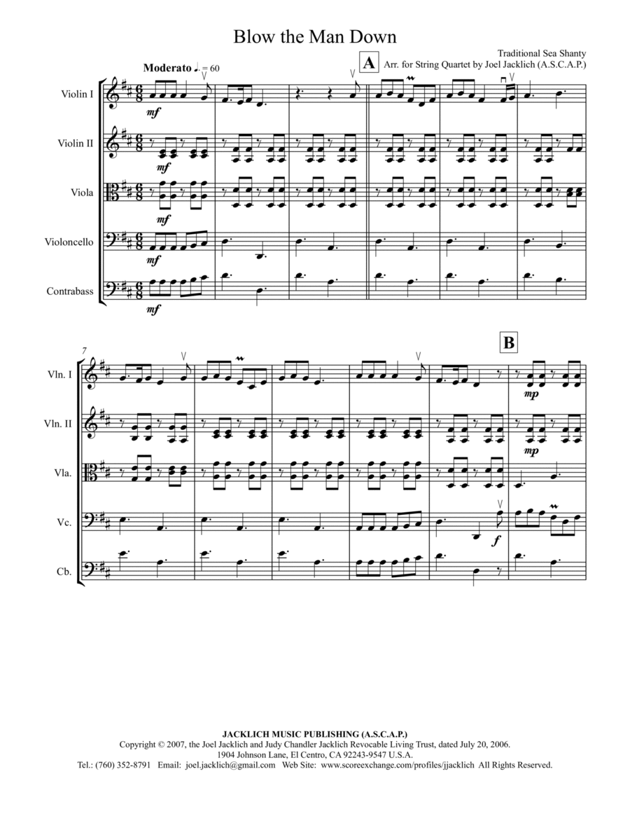 Blow the Man Down String Orchestra scores gallery preview page 1