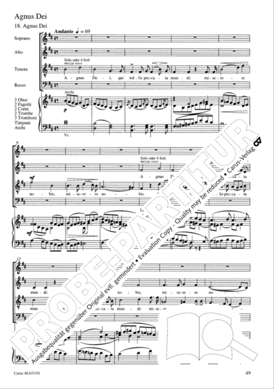 Mass in D Major (Missa in D) 4-Part scores gallery preview page 50