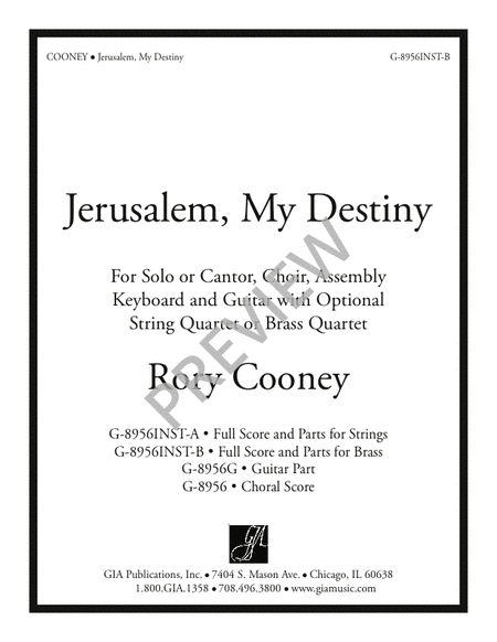 Jerusalem, My Destiny - Full Score and Brass Parts