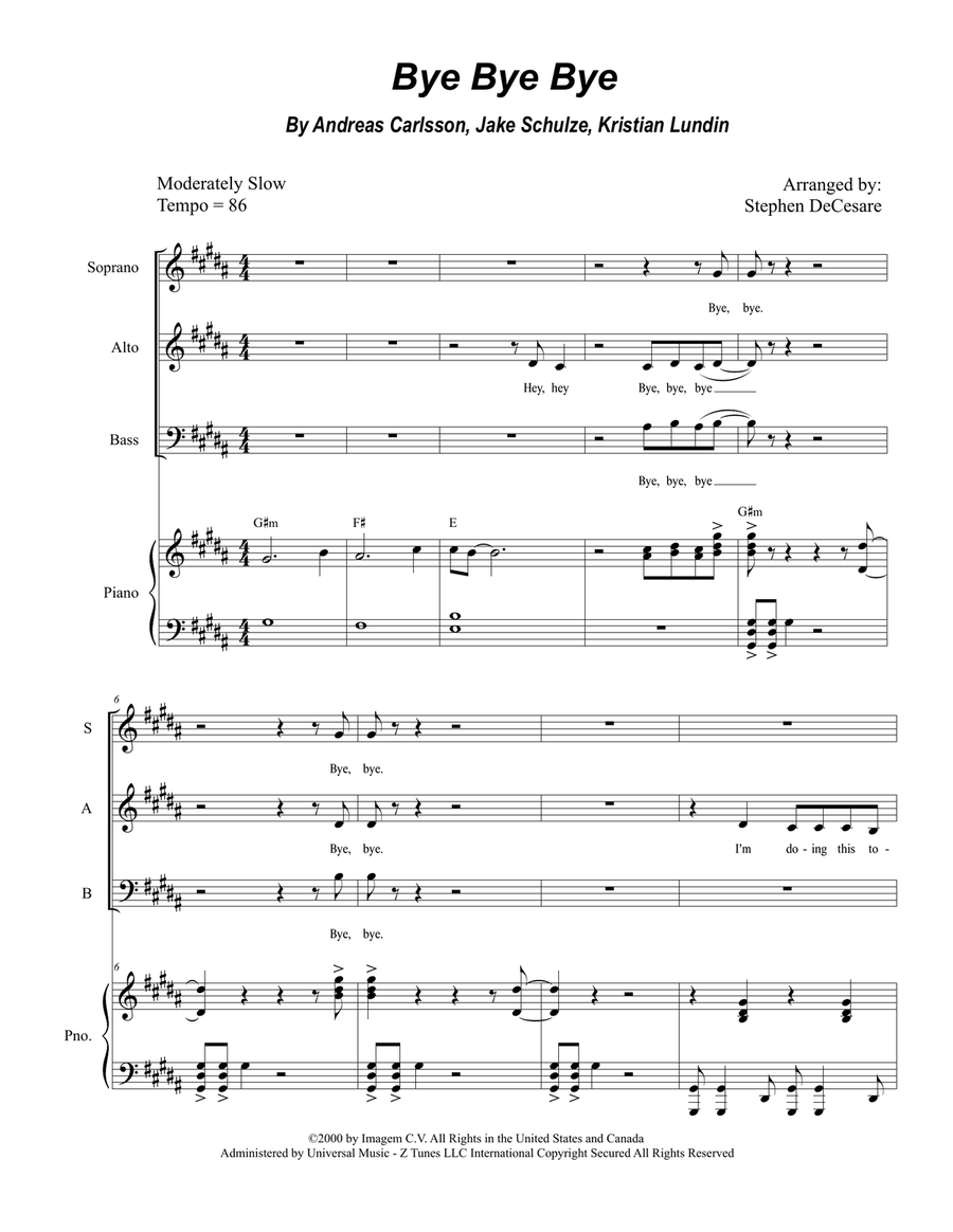 Bye Bye Bye 3-Part scores gallery preview page 1