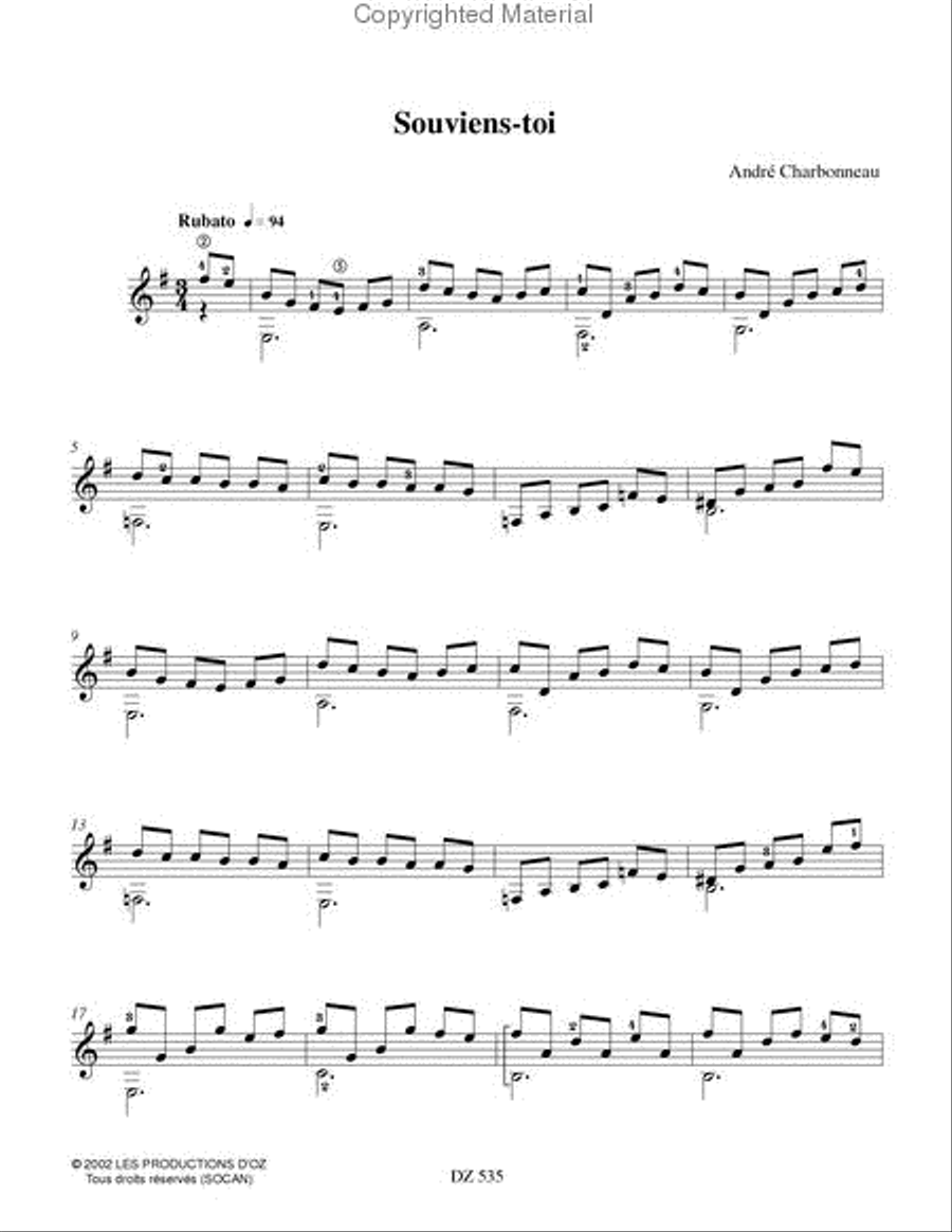 Souviens-toi, Et la vie continue, Les îles du fleuve Classical Guitar scores gallery preview page 2