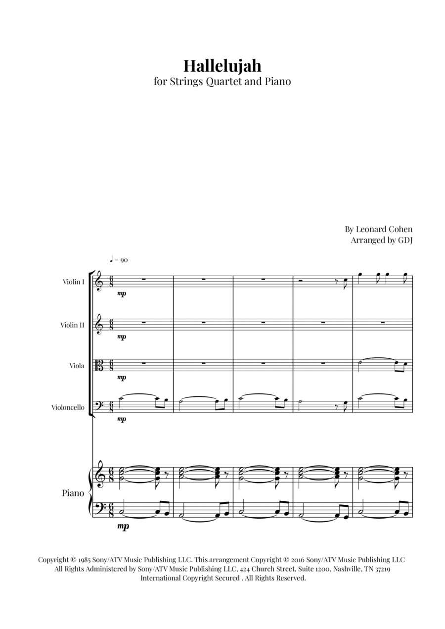 Hallelujah Hallelujah String Quartet scores gallery preview page 1