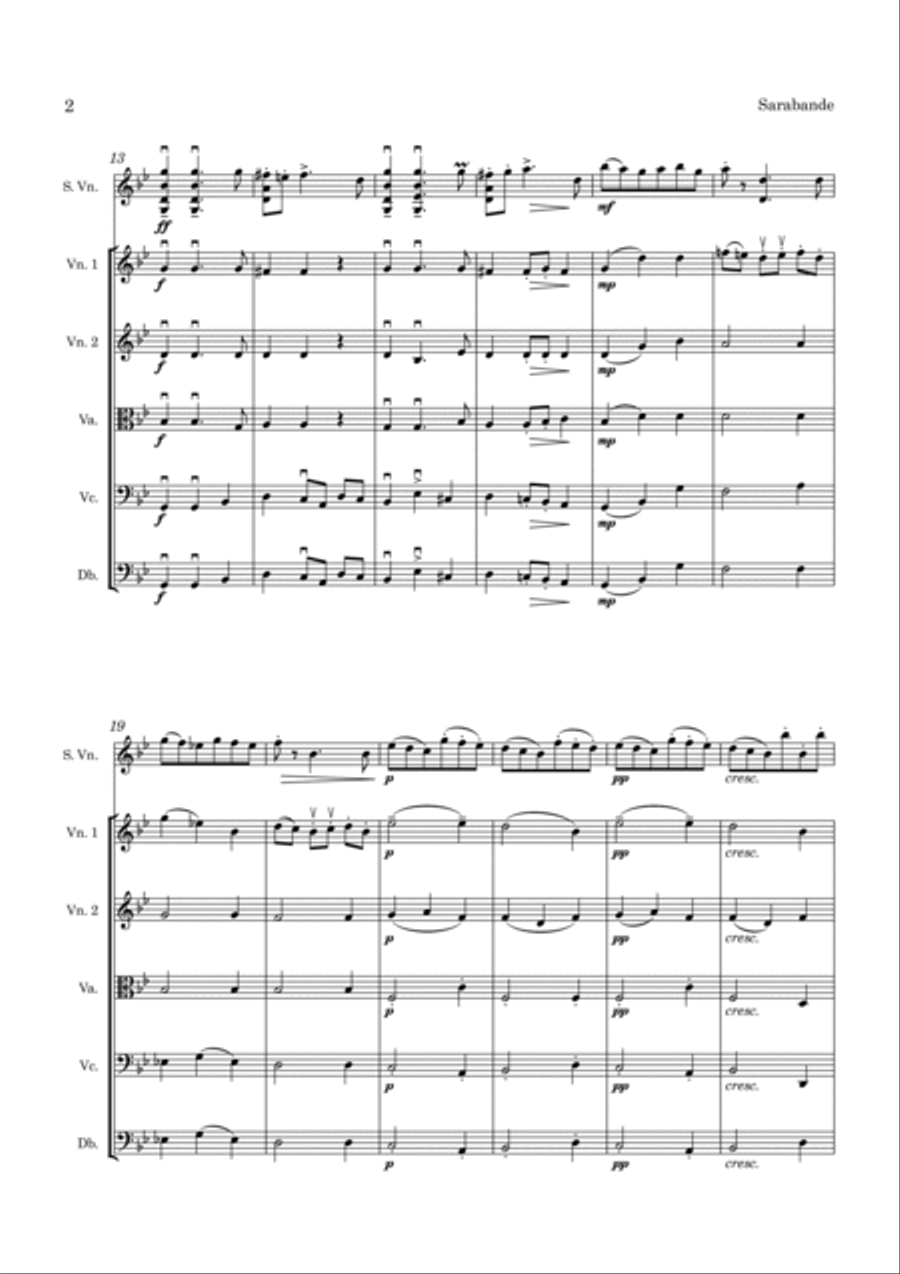 Bohm Sarabande Violin and Orchestra String Orchestra scores gallery preview page 3