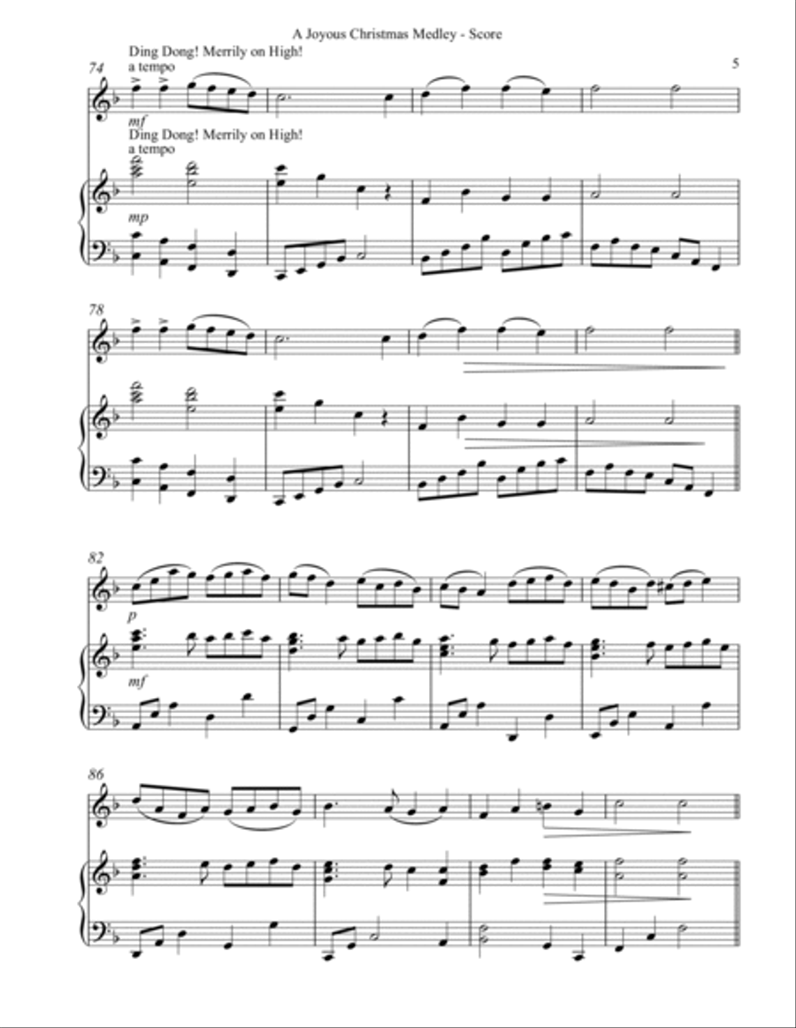 A Joyous Christmas Medley, Duet for Flute & Harp Flute scores gallery preview page 5