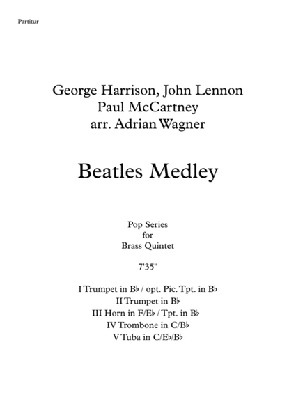 "Beatles Medley" Brass Quintet arr. Adrian Wagner image number null