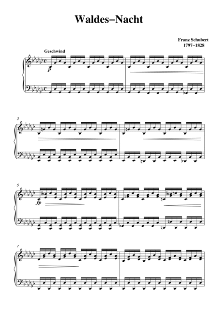Schubert-Waldes-Nacht in bG for Vocal and Piano Voice scores gallery preview page 2
