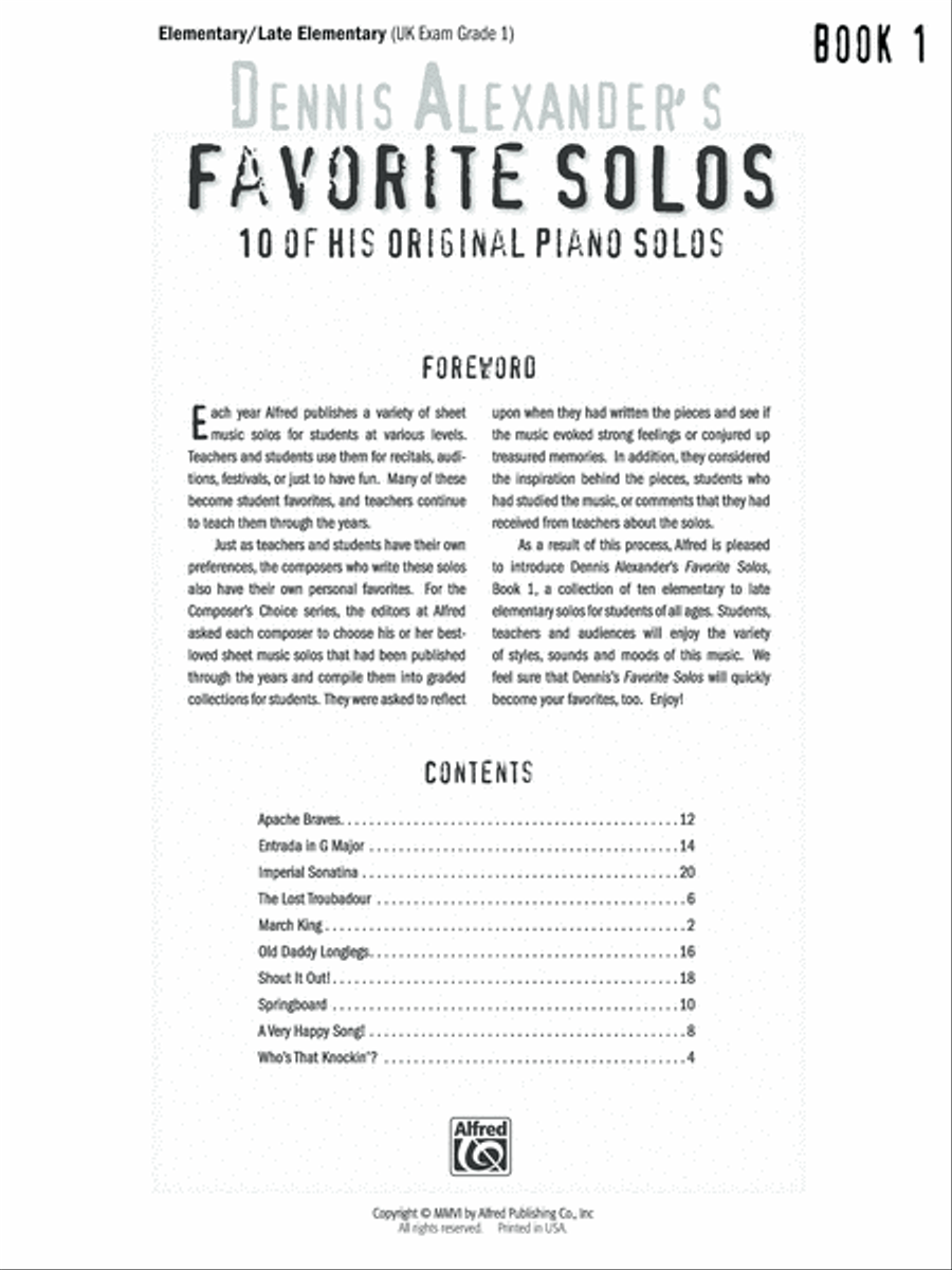 Dennis Alexander's Favorite Solos, Book 1 Piano Solo scores gallery preview page 6