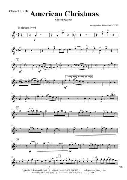 American Christmas - Mash up Rondo of best Christmas Songs - Clarinet Quartet