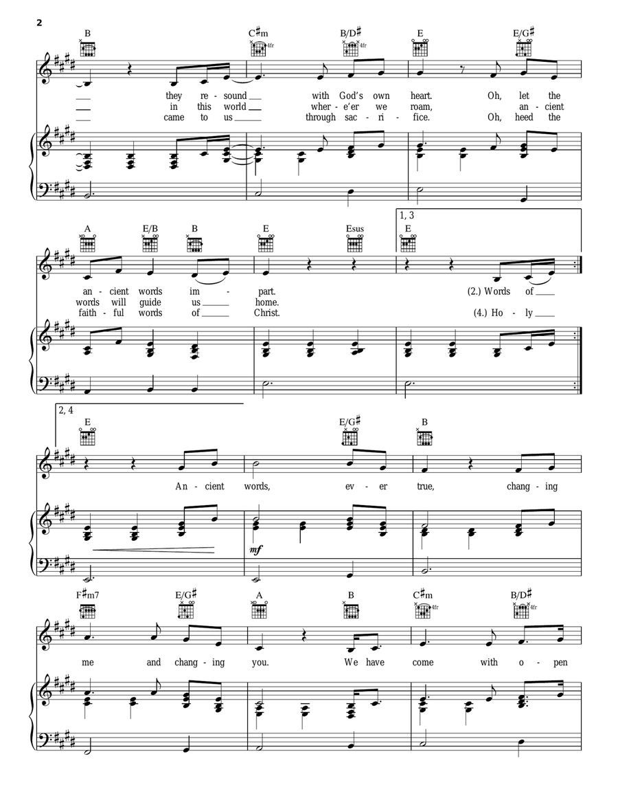Ancient Words Piano, Vocal, Guitar scores gallery preview page 2