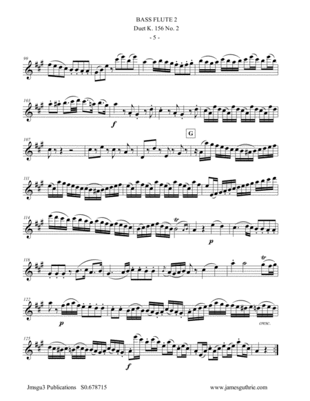 Mozart: Duet K. 156 No. 2 for Bass Flute Duo image number null