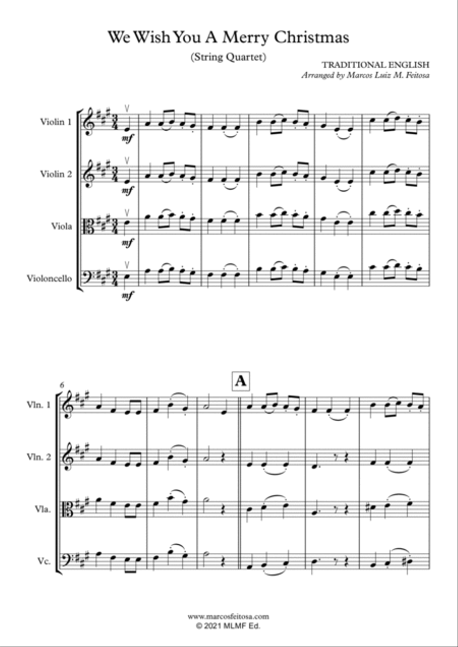 We Wish You A Merry Christmas - String Quartet String Quartet scores gallery preview page 3