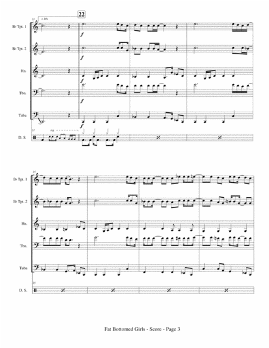 Fat Bottomed Girls Brass Ensemble scores gallery preview page 5