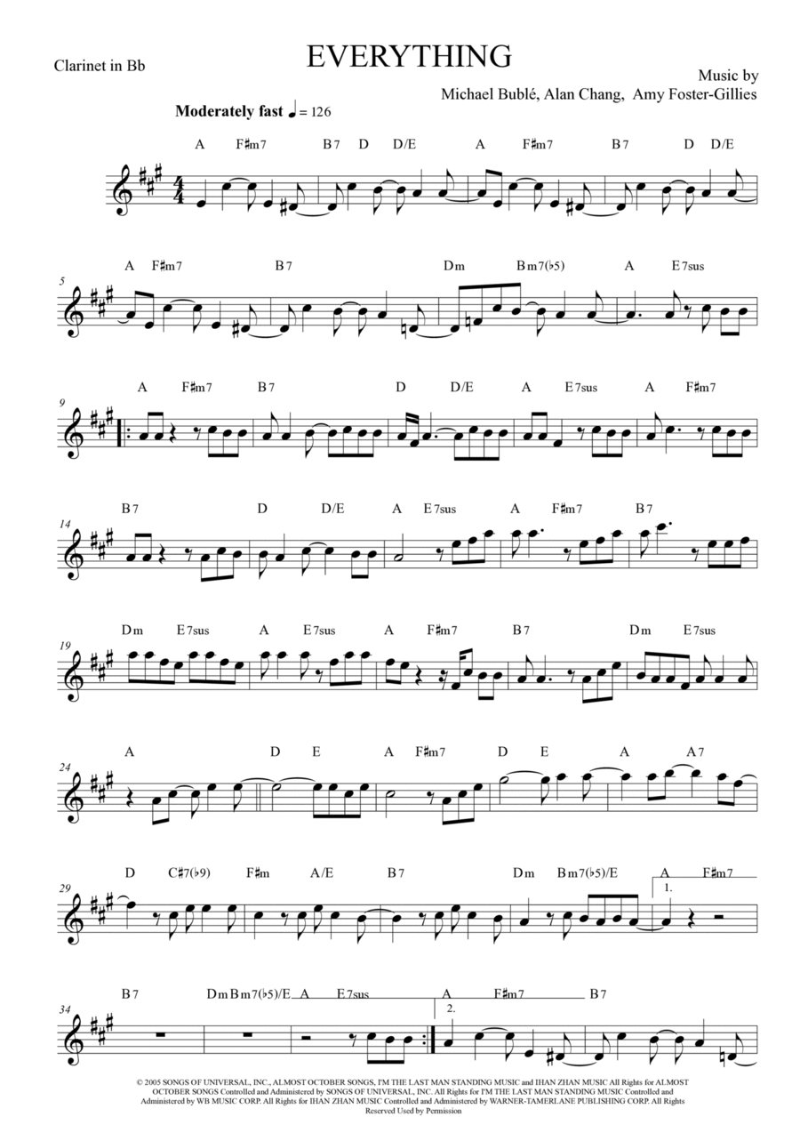 Everything Clarinet Solo scores gallery preview page 1