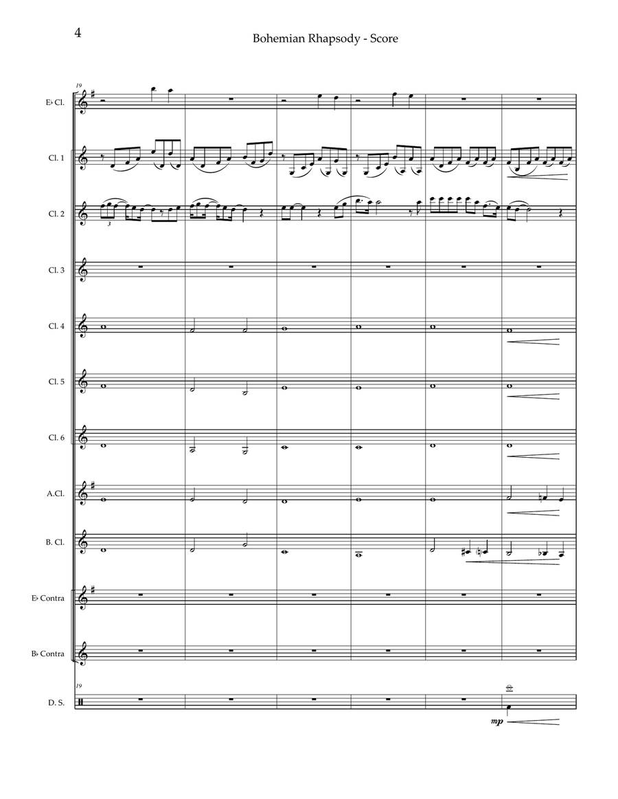 Bohemian Rhapsody Clarinet Choir scores gallery preview page 5