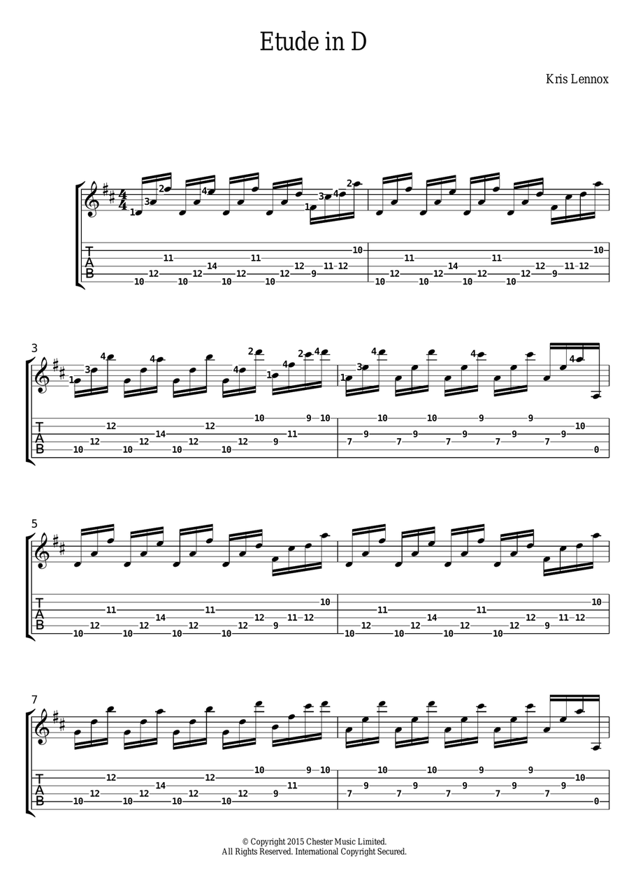 Etude In D Classical Guitar scores gallery preview page 1