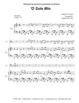 Book cover for O Sole Mio (Cello solo and Piano)