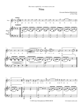 Nina - Voice and Piano/Organ (G Minor)