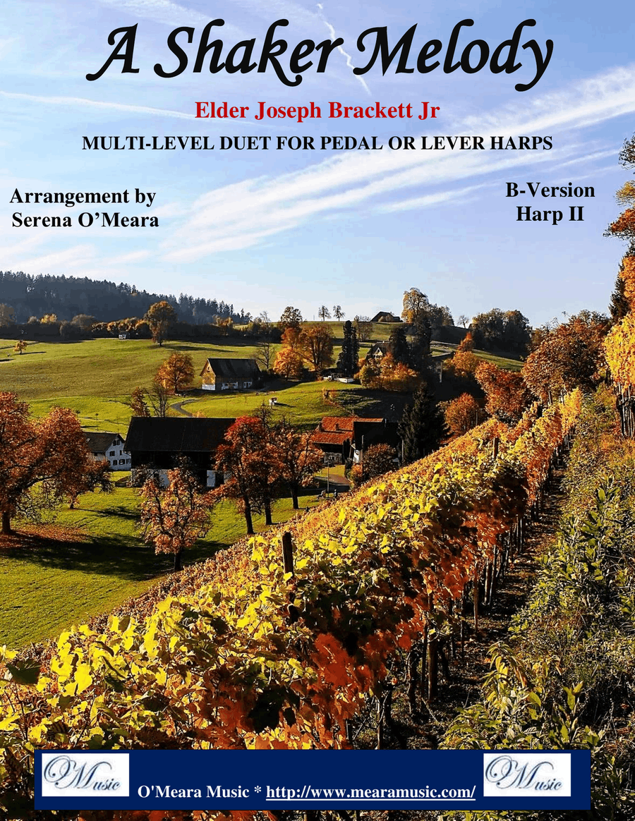A Shaker Melody, B Version, Harp II Celtic Harp - Digital Sheet Music