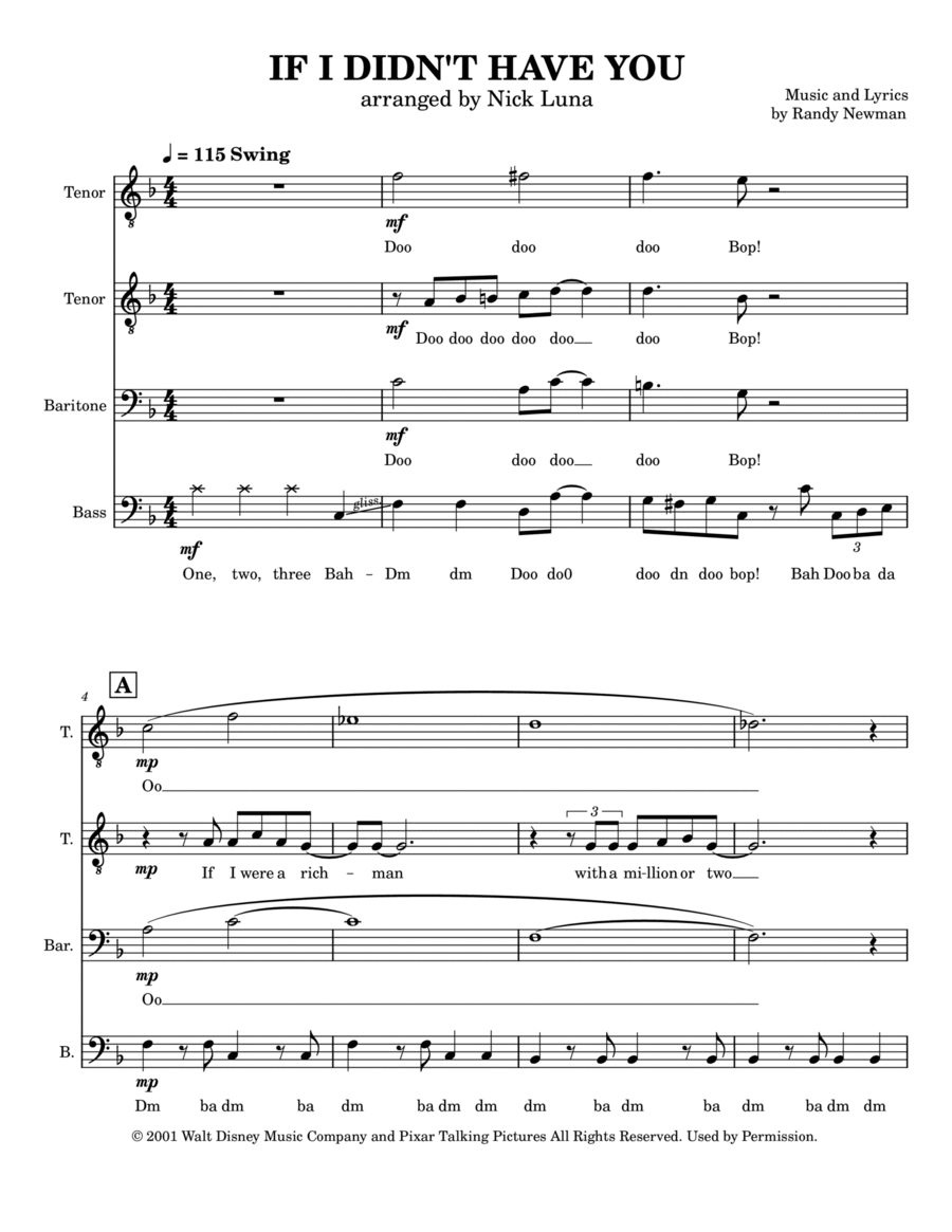 If I Didn't Have You TTBB scores gallery preview page 1